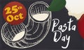 Hand Drawn Design of Pipe Rigate for Pasta Day Celebration, Vector Illustration