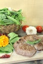 Delicious Entrecote and Wild herb salad Royalty Free Stock Photo