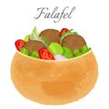 Delicious falafel full of meat and fresh vegetables