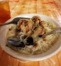 Delicious and famous Indonesia foods known as Bakso. Food and travel concep