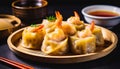 Translucent dumplings filled with succulent shrimp, often with bamboo shoots and water chestnuts.