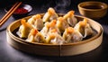 Translucent dumplings filled with succulent shrimp, often with bamboo shoots and water chestnuts.