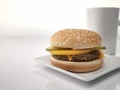 Delicious Fast Food Cheese Burger and Drink Combo Restaurant Cafe Royalty Free Stock Photo