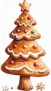 Delicious Festive Christmas Tree Gingerbread Cookie Isolated on White Background Royalty Free Stock Photo