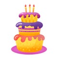 Delicious festive cupcake, celebration fruitcake holiday baking birthday party element isolated on white, flat vector Royalty Free Stock Photo