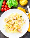 Delicious fettuccini with salmon Royalty Free Stock Photo