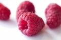 Delicious first class fresh raspberries isolated on white Royalty Free Stock Photo