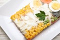 Delicious fish aspic on plate, top view Royalty Free Stock Photo