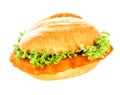Delicious fish burger on a crusty bun Royalty Free Stock Photo