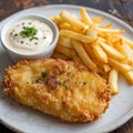 fish and chips with tartare sauce