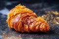 Golden Croissant on Marble Surface