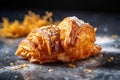 Golden Croissant on Marble Surface