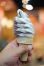 Delicious flavor soft cream , ice cream cone