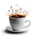 Delicious flower splashed coffee for international coffee day celebration ai generated