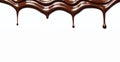 Delicious flowing melted chocolate border on a white background