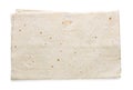 Delicious folded Armenian lavash on white background, top view