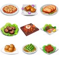 Delicious Food from all over the world. Food Set. Realistic Illustration Royalty Free Stock Photo