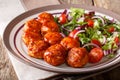 Delicious food: fried chicken meatballs salad of tomato, lettuce Royalty Free Stock Photo