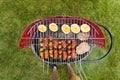 Delicious food grilling on a grill Royalty Free Stock Photo