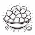 Delicious Food Icon: Spiky Mounds In Monochromatic Ink Wash