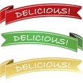 Delicious food label packaging ribbon