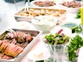 Delicious food layout on a table Royalty Free Stock Photo