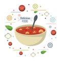 Delicious food soup nutritional diet spoon poster