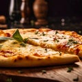 Delicious four cheese pizza close up Royalty Free Stock Photo