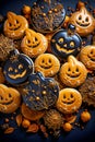Delicious and fragrant cookies for Halloween. View from above