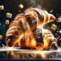 delicious French croissant is a flaky, buttery pastry with a golden brown crust and a soft, airy interior