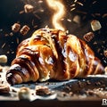 delicious French croissant is a flaky, buttery pastry with a golden brown crust and a soft, airy interior