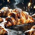 delicious French croissant is a flaky, buttery pastry with a golden brown crust and a soft, airy interior
