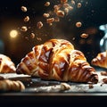 delicious French croissant is a flaky, buttery pastry with a golden brown crust and a soft, airy interior