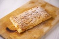 Delicious French dessert made with almond puff pastry filled with custard Royalty Free Stock Photo