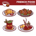 Delicious French food vector collection of authentic dishes