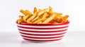 Delicious French Fries In Oriental Red And White Bowl