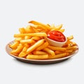 Delicious French Fries With Sauce On Plate - Lifelike Renderings