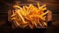 Delicious French Fries In A Stylish Wooden Tray Royalty Free Stock Photo