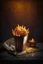 Delicious French Fries. Tasty fast food. Studio Lighting.
