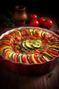 Delicious French Ratatouille close up shot.