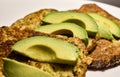 3 delicious French toast with avocado Royalty Free Stock Photo