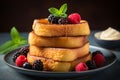 Delicious French Toast Pain Perdu with berries - Traditional Breakfast Meal Cuisine Copy Space