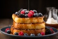 Delicious French Toast Pain Perdu with berries - Traditional Breakfast Meal Cuisine Copy Space