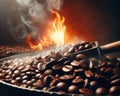 delicious fresh aromatic coffee beans being roasted