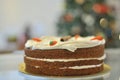 Fresh baked Carrot Cake with Christmas decoration Royalty Free Stock Photo