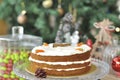 Fresh baked Carrot Cake with Christmas decoration Royalty Free Stock Photo