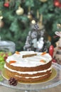 Fresh baked Carrot Cake with Christmas decoration Royalty Free Stock Photo