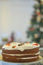 Fresh baked Carrot Cake with Christmas decoration Royalty Free Stock Photo