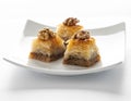 Delicious and fresh Baklava - turkish dessert with walnuts