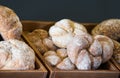 Delicious fresh bread on shelf in bakery Royalty Free Stock Photo